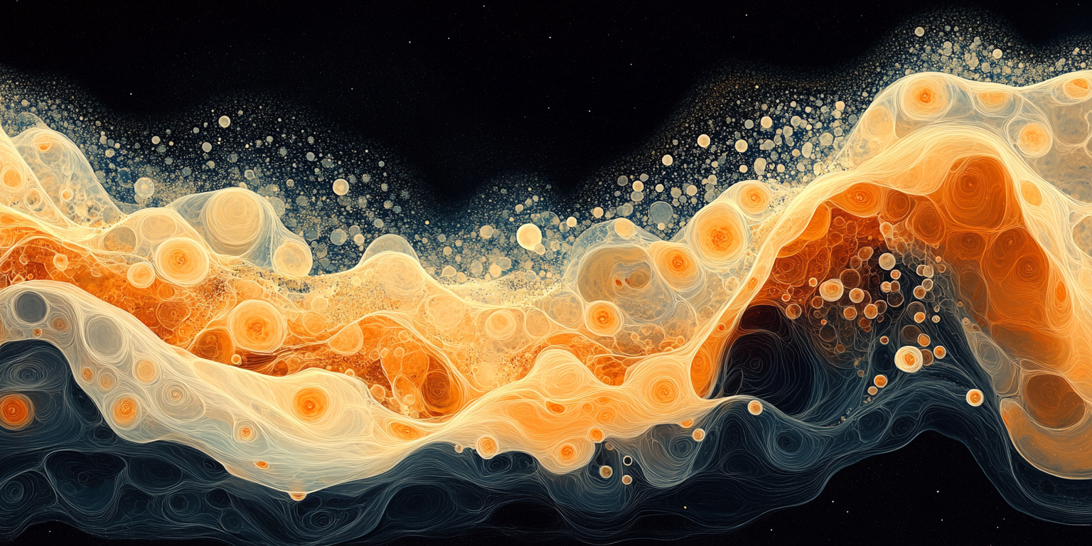 Abstract visualization of spacetime curvature warping a flat tissue plane